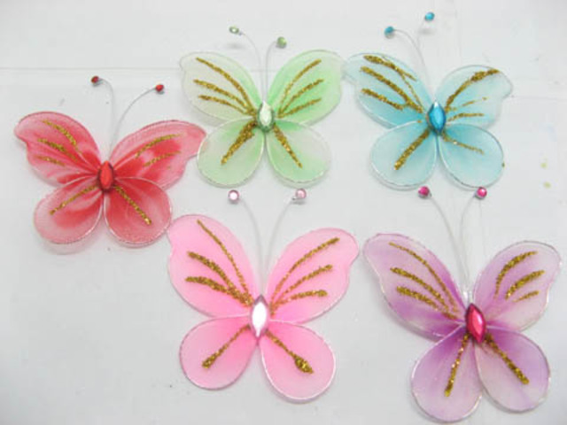 50 Stocking Craft Glitter Swirl Butterfly Mixed Colour 50 Stocking Craft Glitter Swirl Butterfly Mixed Colour