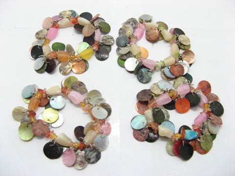 12 Natural Sea Shell Beaded Bracelets - Click Image to Close