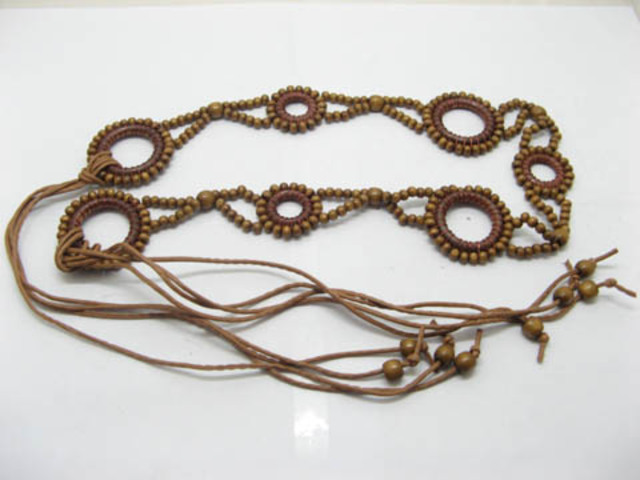 10 Lady's Tribal Wooden Beaded Waist Belt