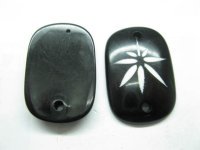 100 Bulk Black Cannabis Leaf Beads w/2-Hole Jewellery Finding