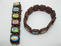60 Assorted Cartoon Wooden Beaded Bracelets