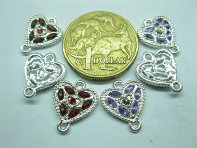 500 Metal Heart 2-Strand Connector Pendant Jewelery Finding 500 Metal Heart 2-Strand Connector Pendant Jewelery Finding
