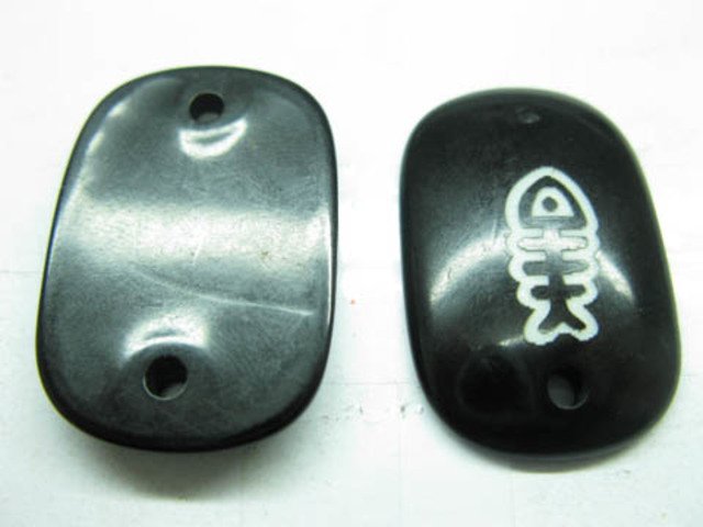 100 Bulk Black Fish Bone Beads w/2-Hole Jewellery Finding