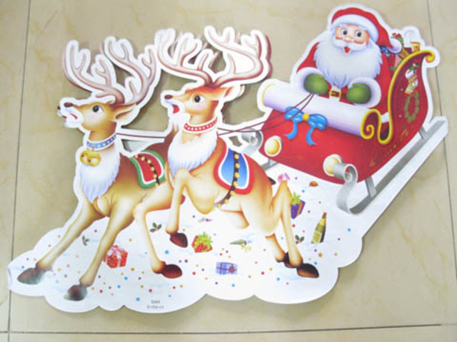 3Pcs Decoration Santa Claus & Deer Sticker 60x44cm