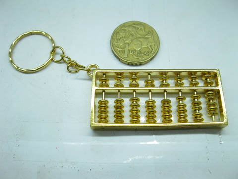 10 Durable Golden Plated Fengshui Abacus Keyrings - Click Image to Close