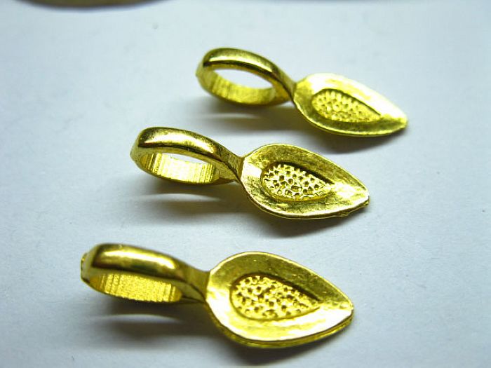 100 New Golden Color Snap Bail Pendant Leaf Bail 21x8mm - Click Image to Close