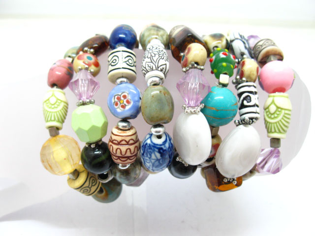 12 Assorted Fashion Tribal Beaded Bracelets-New - Click Image to Close