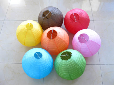10pcs Mixed Colour Round Paper Lanterns - Click Image to Close