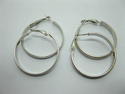 60 Pairs Assorted Metal Hoop Earring-2 Designs - Click Image to Close