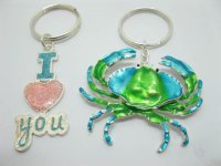 12 Assorted Enamel Metal Keyrings Key Rings