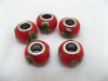 100 Red Murano Flower Round Glass European Beads 100 Red Murano Flower Round Glass European Beads