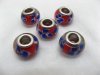 100 Red Murano Flower Round Glass European Beads 100 Red Murano Flower Round Glass European Beads