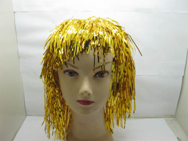 10 New Golden Pom-Pom Tinsel Costume Wigs 10 New Golden Pom-Pom Tinsel Costume Wigs