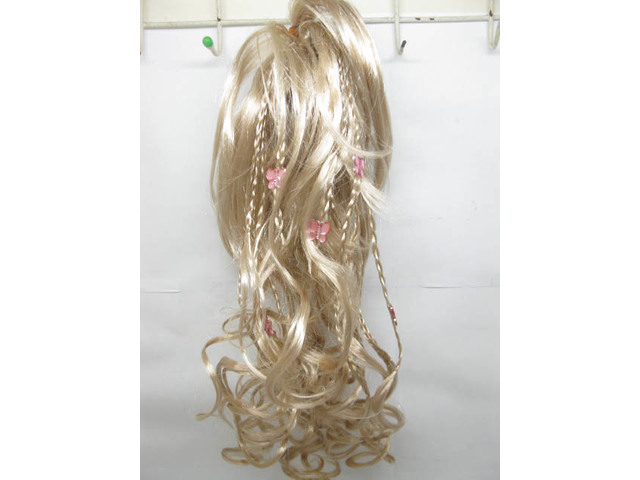 6X Beige Curled Hair Wigs with Braid 35cm