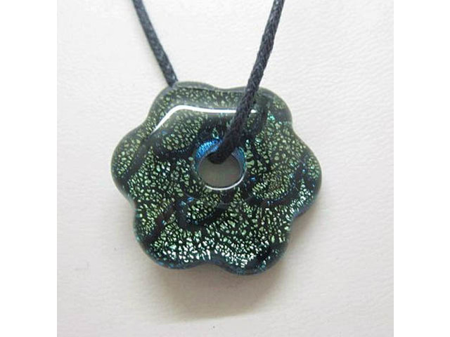 4X Handcraft Dichroic Glass Blossom Bead Pendant 30mm - Click Image to Close