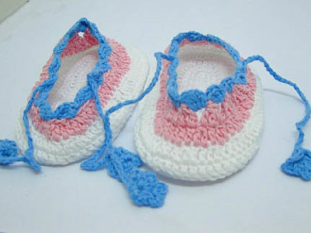 5Pair New Handmade Crochet Baby Shoes Socks - Click Image to Close