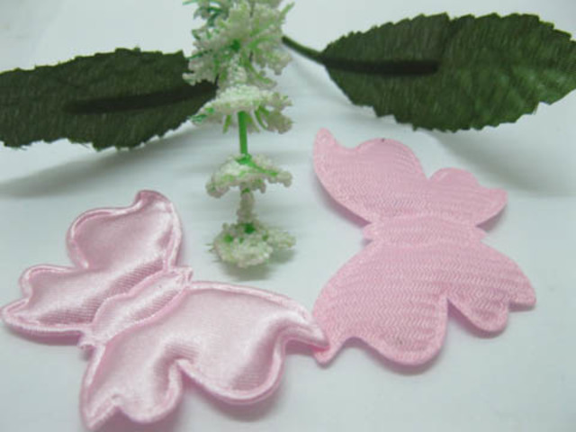 500X Pink Butterfly Padded Embellishments Trims - Click Image to Close