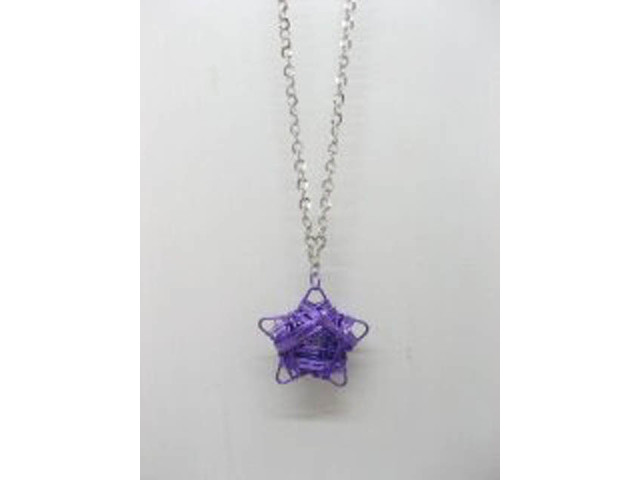 5X Chain Necklaces w/Purple Flower Pendant Iron Art