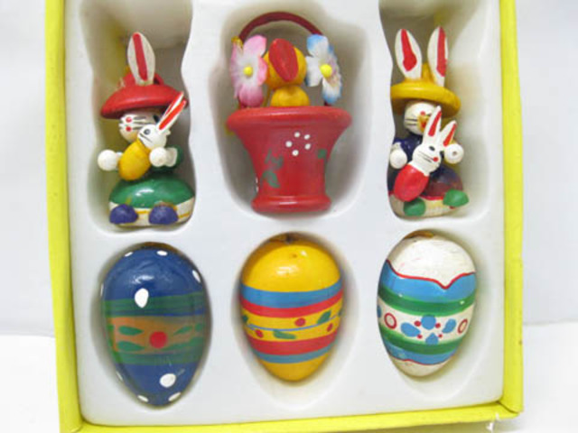 12Sets X 6pcs Wooden Hangs Easter Ornaments - Click Image to Close