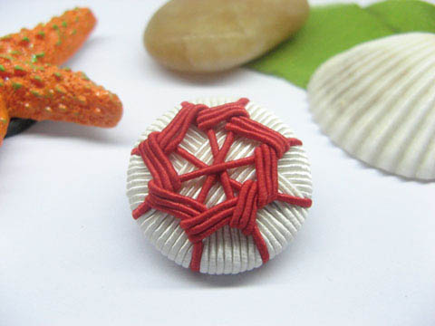 4x5pcs Red Handcrafted Buttons w/Octagonal Flower Décor. - Click Image to Close