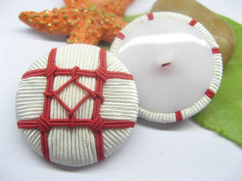 10X New White & Red Chinese Handcrafted Buttons - Click Image to Close