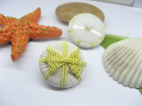 4x5pcs New White & Yellow Chinese Handcrafted Buttons - Click Image to Close