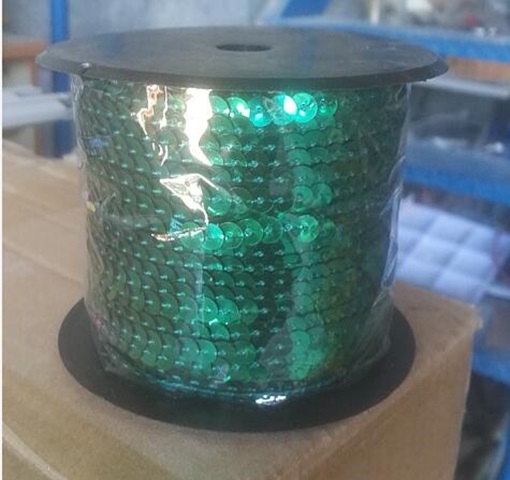 1Roll Strung Sequin Trim Roll Spool 6mm - Blue or Green Color - Click Image to Close