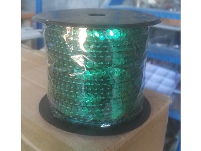 1Roll Strung Sequin Trim Roll Spool 6mm - Blue or Green Color