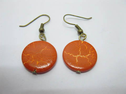 60pairs New Orange Round Sea Shell Earrings - Click Image to Close