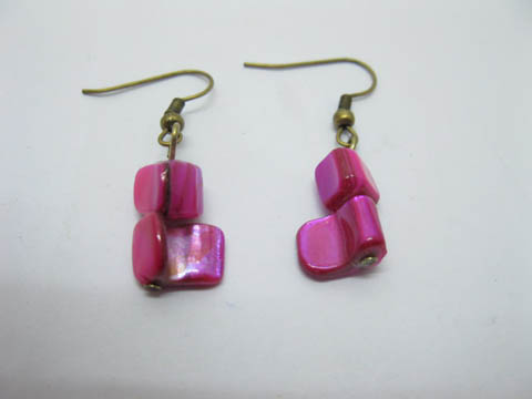 60pairs Deep Pink Irregular Sea Shell Earrings - Click Image to Close