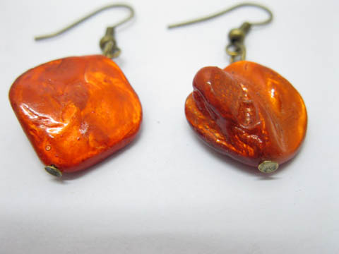 60pairs Orange Irregular Sea Shell Earrings - Click Image to Close