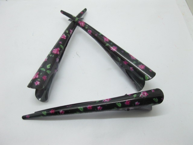 60Pcs Black Flower On Oxhorn Hairclips Hair Clip