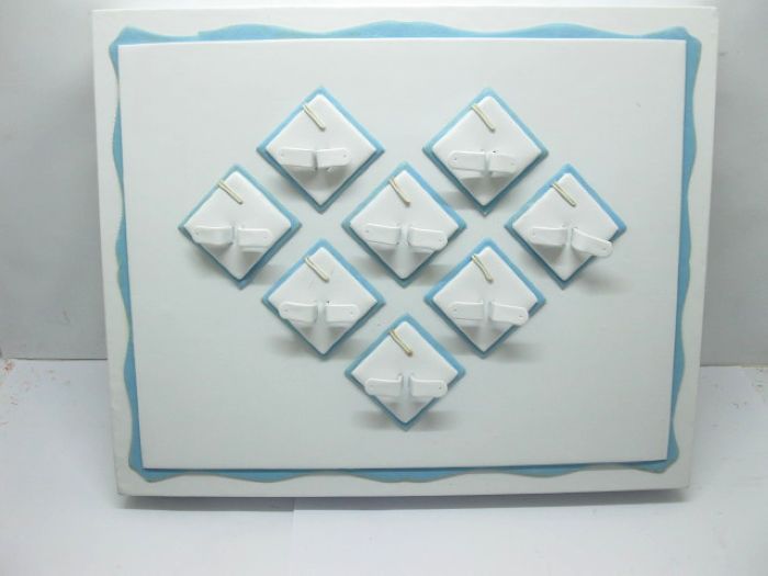 1Pc Light Blue Edged Earring & Pendant Display Case - Click Image to Close