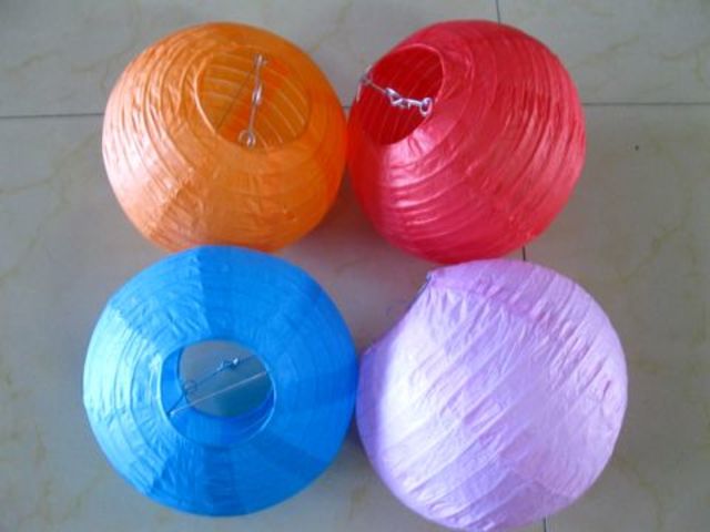 10Pcs Bright Plain Color Paper Lantern 20cm Mixed Color - Click Image to Close