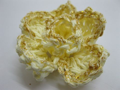 10 Cream Handmade Crochet Paper Flower - 2 Layers - Click Image to Close