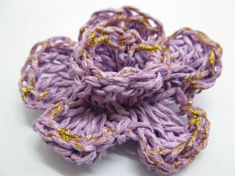 10 Purple Handmade Crochet Paper Flower - 2 Layers - Click Image to Close