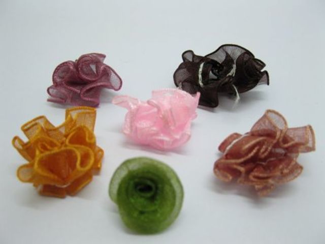 500Pcs Hand Craft Organza Flowers Embellishment - Click Image to Close