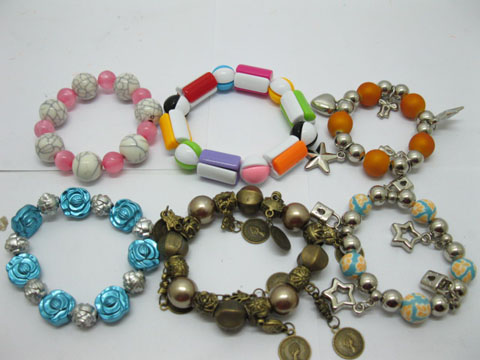 12Pcs Beaded Bracelets Stretchable - Assorted Style - Click Image to Close
