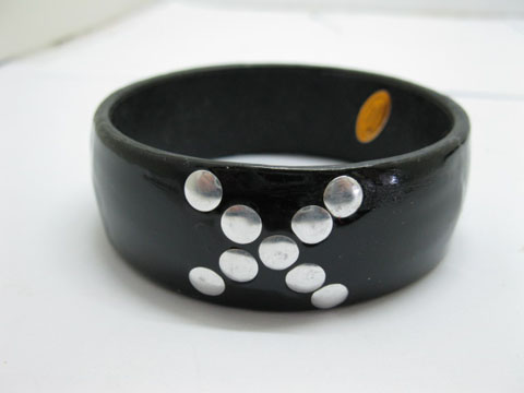 6Pcs Fashion Black Wide Bangles Bracelets - Click Image to Close