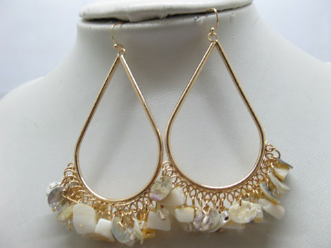 12Pairs New Elegant Shell Wire Teardrop Earring - Click Image to Close