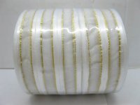 5Rolls X 50Yards White Edged Organza Ribbon 18mm