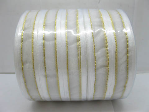 5Rolls X 50Yards White Edged Organza Ribbon 18mm - Click Image to Close
