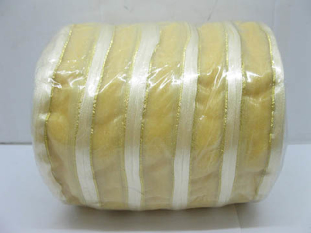 5Rolls X 50Yards Golden Edged Organza Ribbon 25mm - Click Image to Close