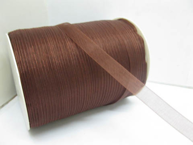 1Roll X 500Yards Coffee Brown Organza Ribbon 9mm