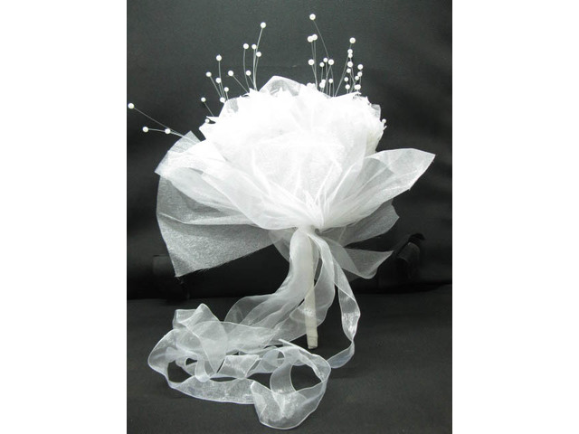 1X New Artificial Wedding Bridal Organza Bouquet