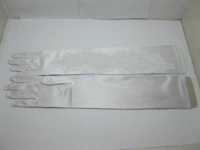 1Pair Wedding Dress Embroidery Bridal Gloves 49cm