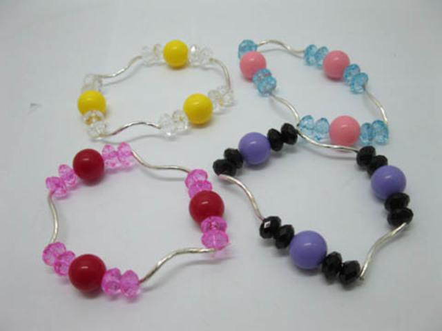 60Pcs New Beaded Bracelets Mixed Color