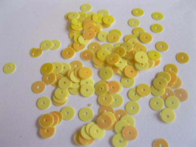 255Grams Yellow Round Flat Loose Sequin 5mm - Click Image to Close