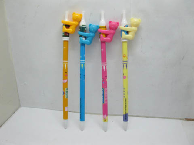 48Pcs Automatic Ball Point Pens w/Bear on Top Mixed Colour - Click Image to Close