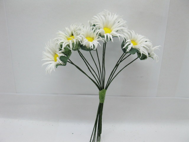 12BundleX12Pcs Craft Scrapbooking Wedding White Chrysanthemum - Click Image to Close